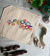 Hand-Painted Tote Bag by Innocent Hand - Eco-Friendly Cotton, Feathered Design, Youthful Art - Retail Maharaj