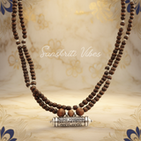 Sterling Silver Hare Krishna Maha Mantra Narshima Kavach Pendant with Tulsi Shyma Mala – 32 Inch 92.5% Pure Silver Devotional Jewelry - Retail Maharaj