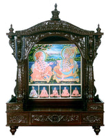 Akshar Deri Ghar Mandir - Sacred Sevan Wood with Cherry Polish (37" x 27")