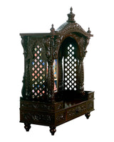 Akshar Deri Ghar Mandir - Sacred Sevan Wood with Cherry Polish (37" x 27")