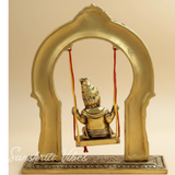 Bal Krishna Jhoola Showpiece for Gifting Metal Handicraft 9 Inches Aluminium Decorative Jhula Idol