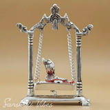 Laddu Gopal on Jhulla Palana Gold Plated Metal Statue Krishna Murti Showpiece for Home, Office Table & Car Dashboard Decor