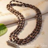 Tulsi Kanthi Mala Three Round with Silver Maha Mantra Kavach – 49 Inch 92.5% Pure Silver Barrel Beads Spiritual Jewelry - Retail Maharaj