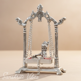 Laddu Gopal on Jhulla Palana Gold Plated Metal Statue Krishna Murti Showpiece for Home, Office Table & Car Dashboard Decor