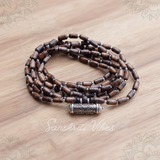 Tulsi Kanthi Mala Three Round with Silver Maha Mantra Kavach – 49 Inch 92.5% Pure Silver Barrel Beads Spiritual Jewelry - Retail Maharaj