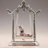 Laddu Gopal on Jhulla Palana Gold Plated Metal Statue Krishna Murti Showpiece for Home, Office Table & Car Dashboard Decor