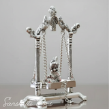 Laddu Gopal on Jhulla Palana Gold Plated Metal Statue Krishna Murti Showpiece for Home, Office Table & Car Dashboard Decor