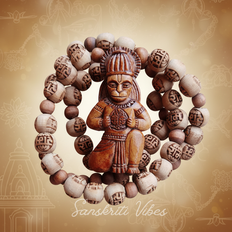 Ram Bhakt Shri Hanuman Ji Tulsi Locket Mala | Sacred Tulsi Beads Rosary for Devotion, Protection & Spiritual Strength - Retail Maharaj