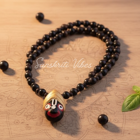 Handmade Shri Jagannath Ji Tulsi Mala – Sacred Spiritual Prayer Beads - Retail Maharaj
