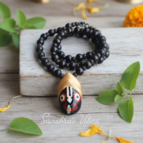Handmade Shri Jagannath Ji Tulsi Mala – Sacred Spiritual Prayer Beads - Retail Maharaj