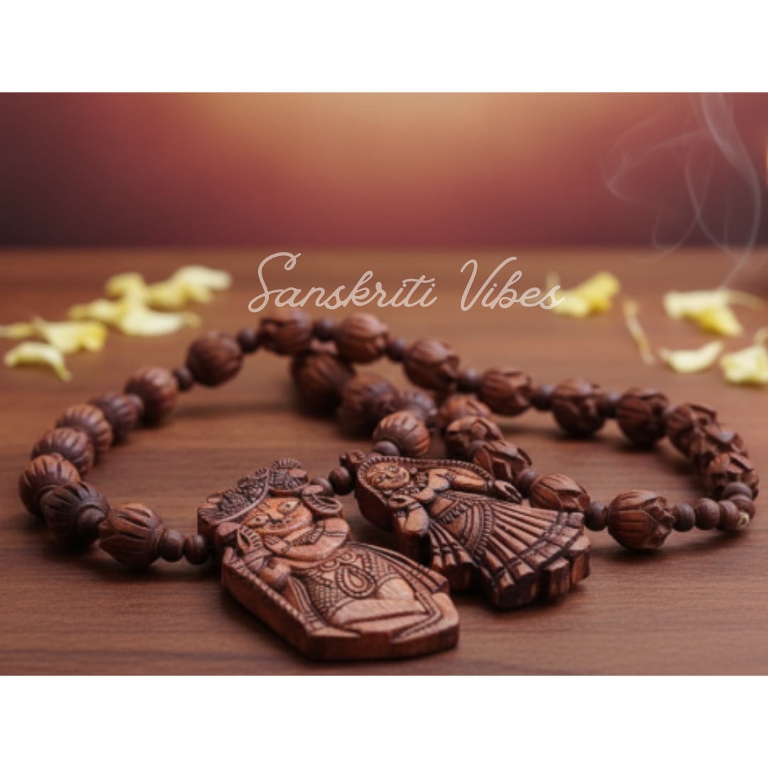 Banke Bihari Ji Sang Radha Rani Tulsi Mala – Sacred Lotus-Shaped Beads - Retail Maharaj