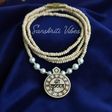 Radha Carved Locket Tulsi Kanthi Mala with Real Pearls | 18-inch Handmade Krishna Necklace | 92.5% Silver Spiritual Jewelry - Retail Maharaj