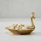 Hand Crafted Metal Duck Wing Shape Dry Fruits Tray Golden Finish Decorative Serving Tray for Home Centre Table (Pack of 1) - Retail Maharaj