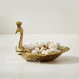 Hand Crafted Metal Duck Wing Shape Dry Fruits Tray Golden Finish Decorative Serving Tray for Home Centre Table (Pack of 1) - Retail Maharaj