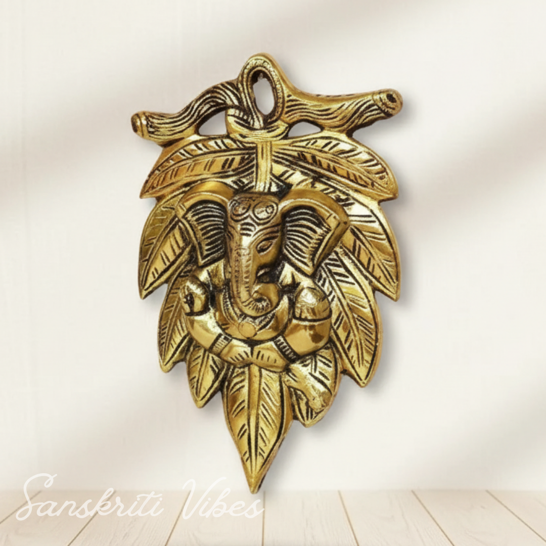 Metal Handicraft Peepal Patta Ganesha For Wall Hanging Rooms Aluminium Decorative Ganesh Wall Art For Home Temple And Gift