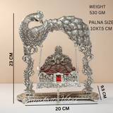 Metal Laddu Gopal Jhula – Silver-Plated Decorative Krishna Palna for Home, Temple, Office & Festive Gifting