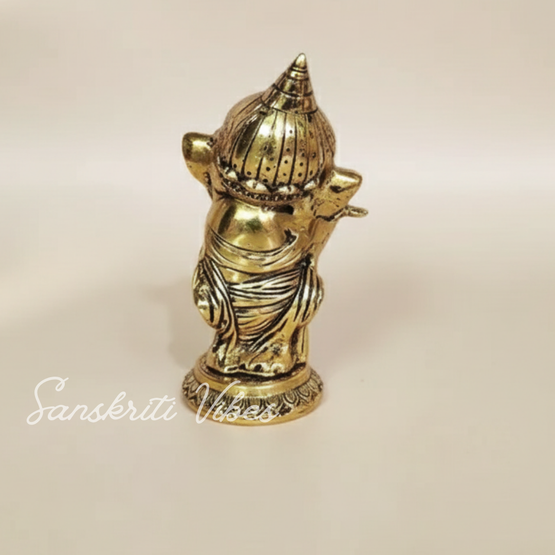 Metal Ganesha Playing Flute Murti Aluminium Ganpati Statue For Home Decor Pooja Room And Gifting