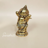 Metal Ganesha Playing Flute Murti Aluminium Ganpati Statue For Home Decor Pooja Room And Gifting
