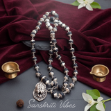 Narsingh Bhagwan Silver Locket with Silver Flower Cap Tulsi Beads Mala – 20 Inch 92.5% Pure Silver Devotional Necklace - Retail Maharaj