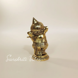 Metal Ganesha Playing Flute Murti Aluminium Ganpati Statue For Home Decor Pooja Room And Gifting