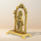 Radha Krishna Standing Under Mehrab – Glossy Aluminium Metal Handicraft Showpiece for Home Décor & Gifting |