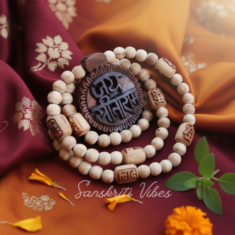 Shri Sita Ram Traditional Tulsi Locket Mala – Sacred Prayer Beads for Devotion - Retail Maharaj