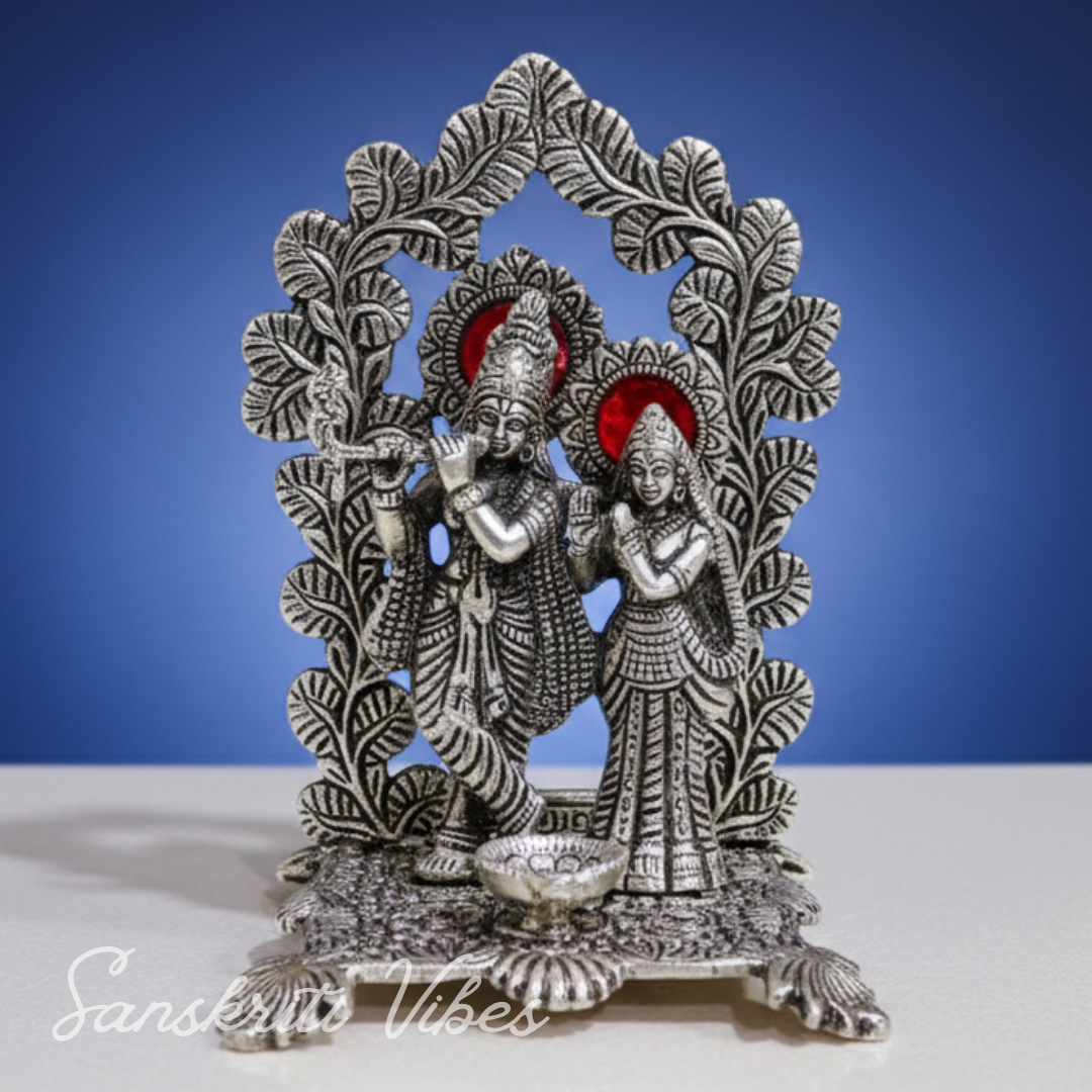 Premium Glossy Metal Radha Krishna Idol | Aluminium Decorative Murti for Home & Gift