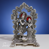 Premium Glossy Metal Radha Krishna Idol | Aluminium Decorative Murti for Home & Gift