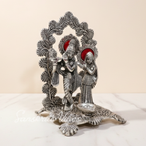Premium Glossy Metal Radha Krishna Idol | Aluminium Decorative Murti for Home & Gift