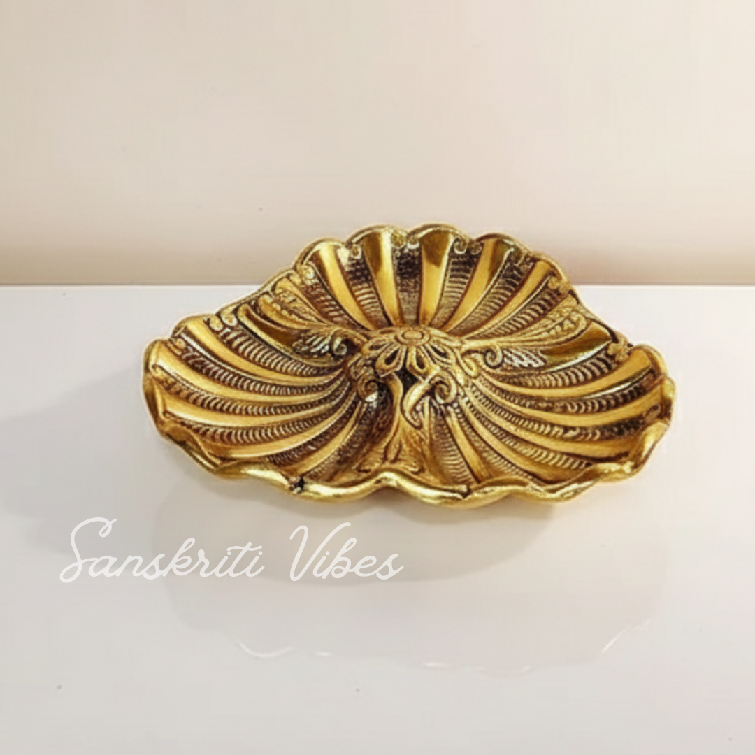 Metal Seep Tray Decorative Bowl Gold Finish Dry Fruit Serving Tray for Home and Table Decoration - Retail Maharaj