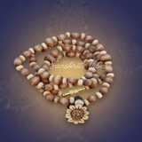 Krishna Flower Locket with Wheat Shaped Beaded Tulsi Kanthi Mala – Sacred Prayer Beads for Devotion - Retail Maharaj