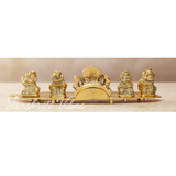 White Metal Gold Plated Ganesha On Leaf With Musical Instrument Metal Statue For Pooja Home Decor And Gift Purpose