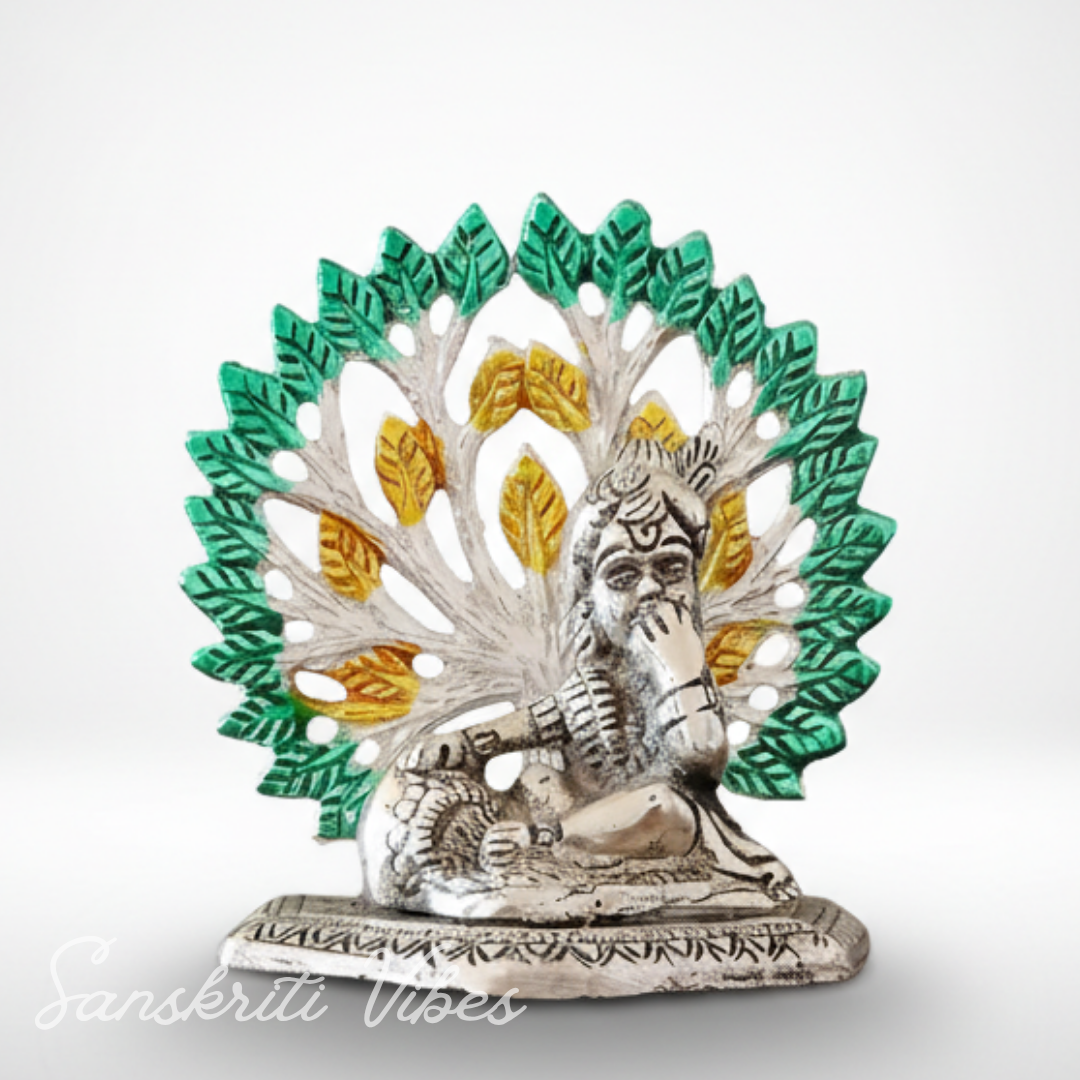 Golden Metal Kalpavriksha Tree with Matki Krishna Idol | Silver-Plated Decorative Religious Showpiece for Home & Puja Room