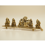 White Metal Gold Plated Ganesha On Leaf With Musical Instrument Metal Statue For Pooja Home Decor And Gift Purpose