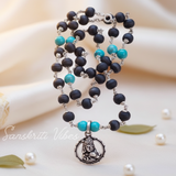 Krishna Bliss Silver Pendant Necklace | Handcrafted Tulasi & Pearl Devotional Mala for Spiritual Meditation
