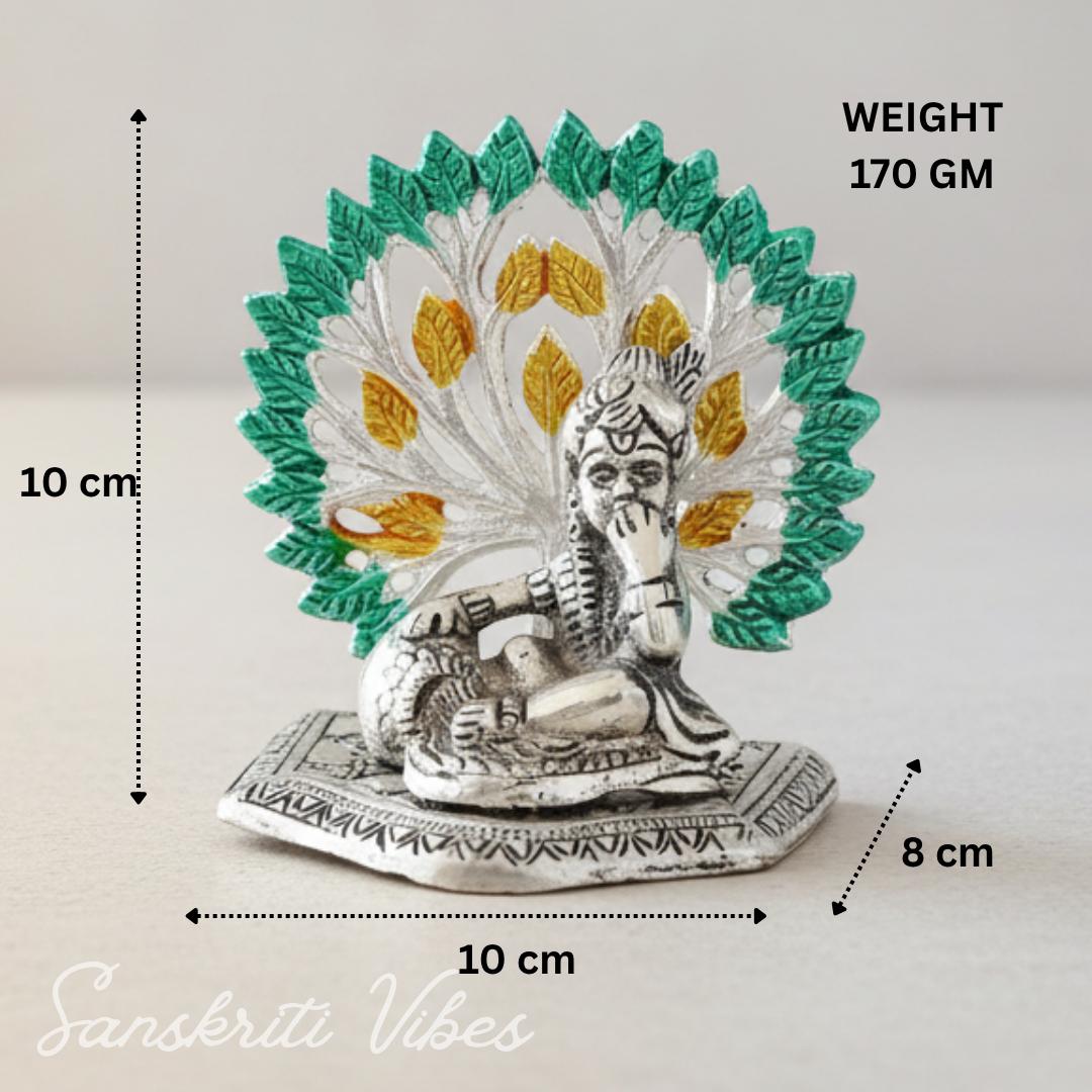 Golden Metal Kalpavriksha Tree with Matki Krishna Idol | Silver-Plated Decorative Religious Showpiece for Home & Puja Room