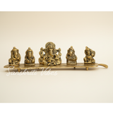 White Metal Gold Plated Ganesha On Leaf With Musical Instrument Metal Statue For Pooja Home Decor And Gift Purpose