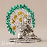 Golden Metal Kalpavriksha Tree with Matki Krishna Idol | Silver-Plated Decorative Religious Showpiece for Home & Puja Room