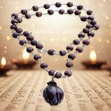 Lotus Beads Silver Tulsi Kanthi Necklace Mala | Handcrafted Spiritual Tulsi Devotional Necklace