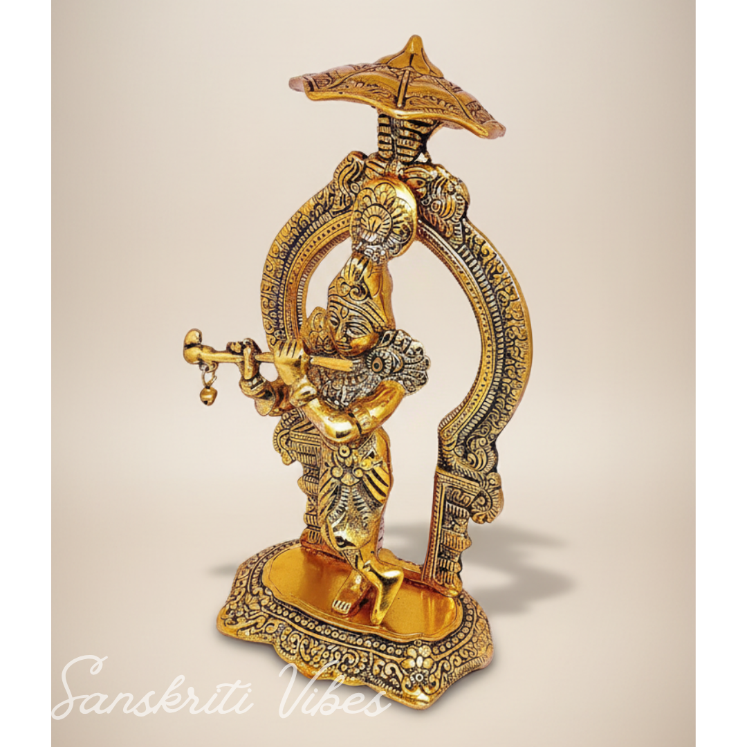Glossy Metal Krishna Statue | Premium Krishna Murti for Home Temple, Puja Decor & Gifting