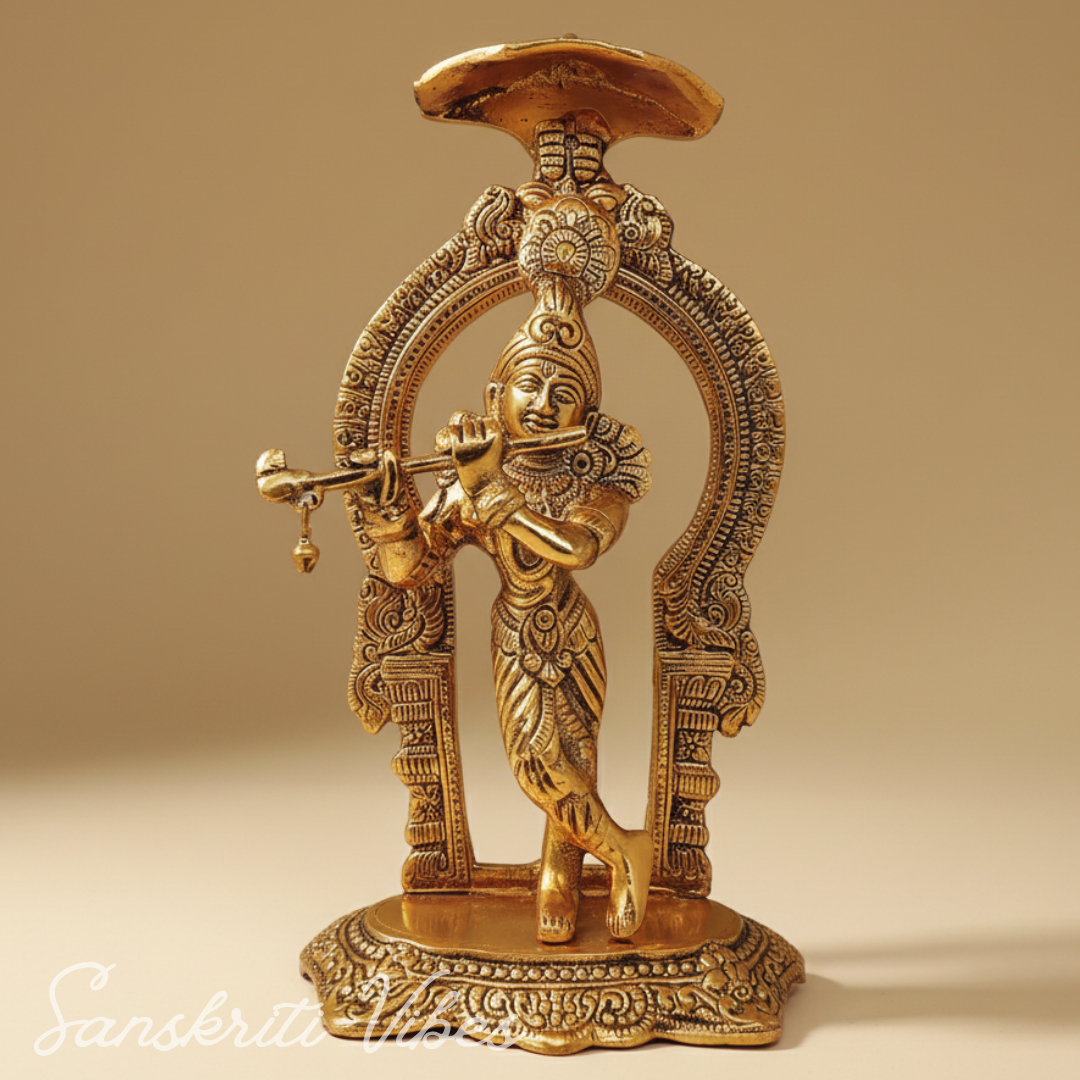 Glossy Metal Krishna Statue | Premium Krishna Murti for Home Temple, Puja Decor & Gifting