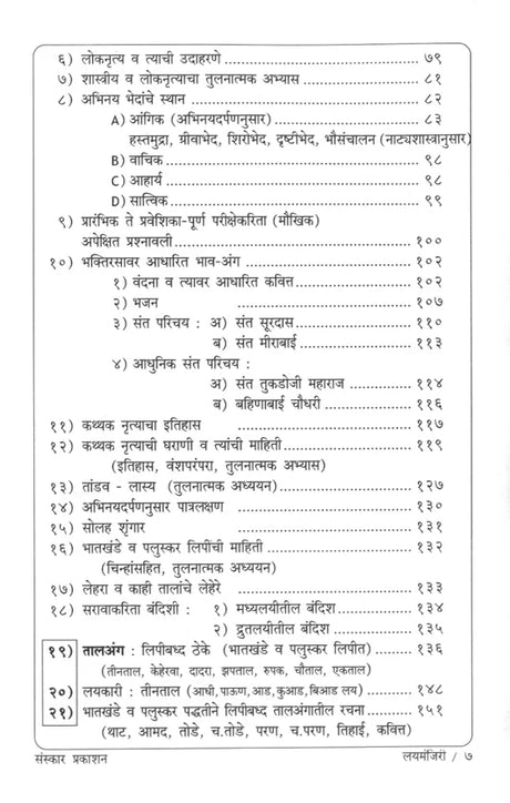 Layamanjiri (Kathak Exams Theory) - Retail Maharaj
