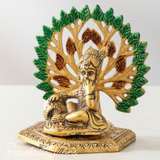 Gold-Plated Metal Kalpavriksha Tree with Matki Krishna Idol | Decorative Religious Showpiece for Home, Temple & Gifting