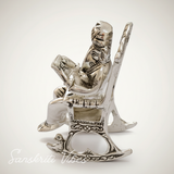 Metal Chair Ganesh Ganpati Idol with Reading Ramayan Metallic Gold Finish Traditional Indian Decorative Showpiece