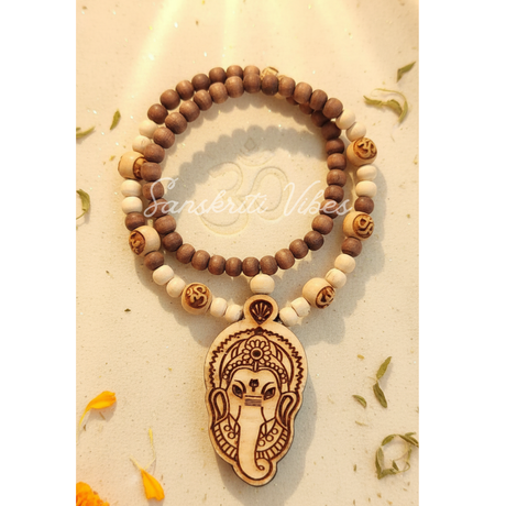 Buy Online Jai Ganesh Tulsi Locket Mala | Sacred Tulsi Beads Mala for Devotion, Meditation & Spiritual Protection - Retail Maharaj