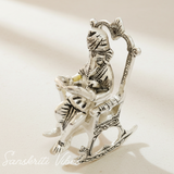 Metal Chair Ganesh Ganpati Idol with Reading Ramayan Metallic Gold Finish Traditional Indian Decorative Showpiece