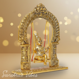 Gold-Plated Laddu Gopal Swing Jhula | Metal Krishna Palna for Temple, Puja Room & Home Décor