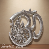Metal Om Ganesha Hanging Statue Wall Decor Lucky Symbol for Home Glossy Finish Spiritual Wall Hanging
