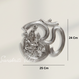 Metal Om Ganesha Hanging Statue Wall Decor Lucky Symbol for Home Glossy Finish Spiritual Wall Hanging
