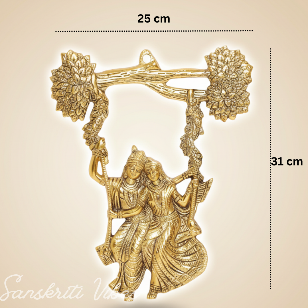 Glossy Metal Radha Krishna Statue | Premium Decorative Idol for Home Temple, Pooja Room & Gifting